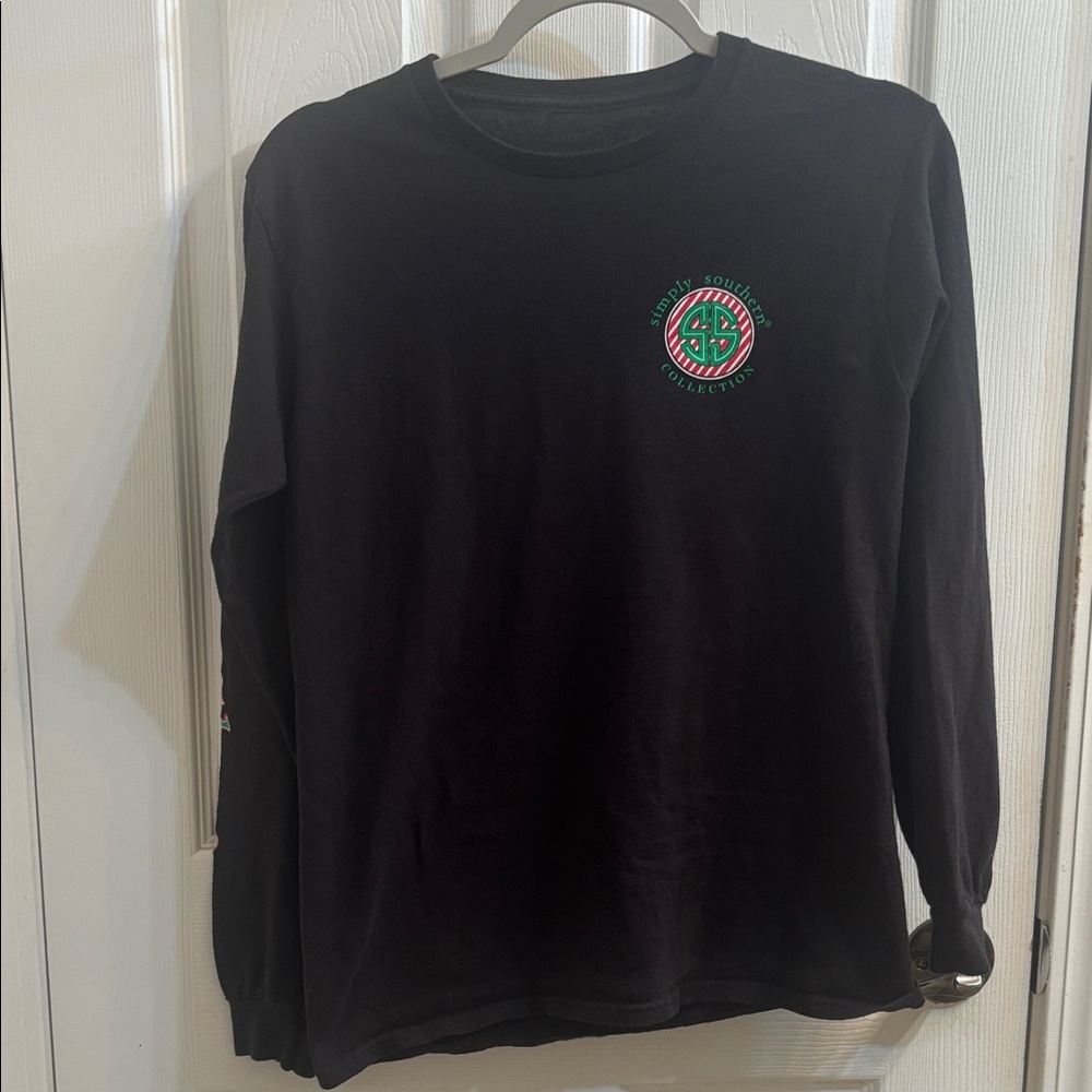 Simply Southern Black Shirt with Green and Red Logo “ IS THIS Jolly Enough”